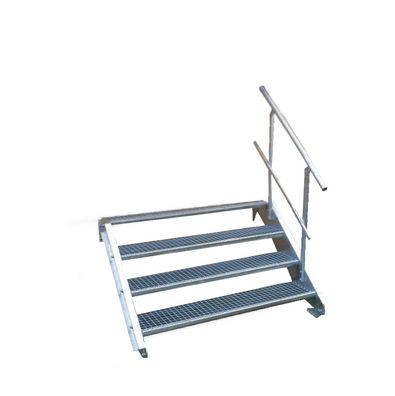 4 Stufen Stahltreppe einseitig. Geländer Breite 60 cm Geschosshöhe 55-85cm