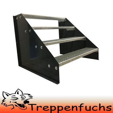 4 Stufen Standtreppe Stahltreppe freistehend Breite 120cm Höhe 84cm Anthrazit