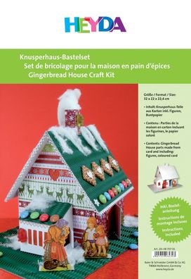 HEYDA Knusperhaus Bastelset Lebkuchenhaus aus weißem Karton