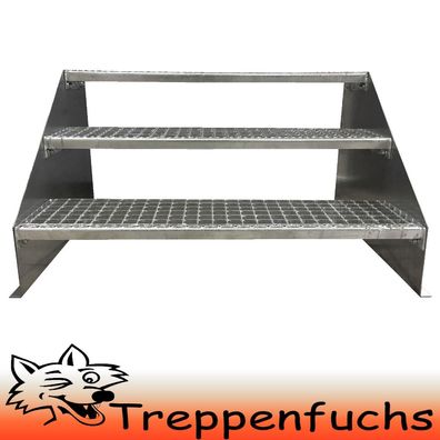 3 Stufen Standtreppe Stahltreppe freistehend Breite 90cm Höhe 63cm verzinkt