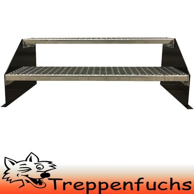 2 Stufen Standtreppe Stahltreppe freistehend Breite 70cm Höhe 42cm Schwarz