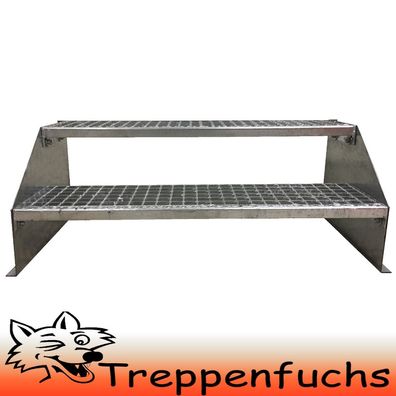 2 Stufen Standtreppe Stahltreppe freistehend Breite 160cm Höhe 42cm verzinkt