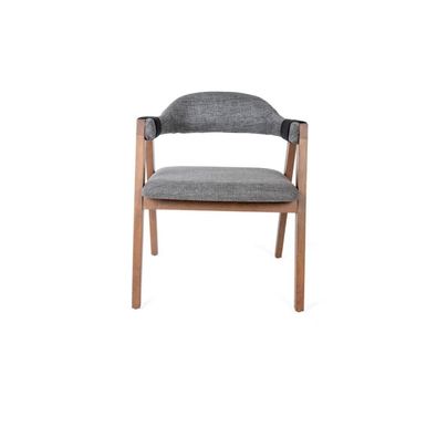 Moderner Sessel Stuhl 1x Esszimmer Echtes Holz Lounge Sitz Polsterstuhl Textil