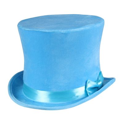 neon blauer Zylinder Hut Flair samtiger Zylinderhut Chapeau Karneval Fasching
