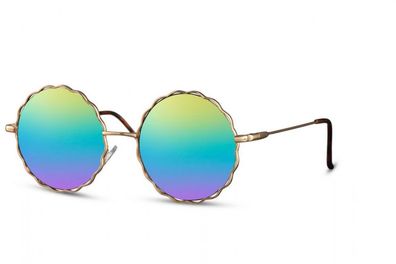 Sonnenbrille Damen rund randlos Kat. 3 Gold/ Regenbogen