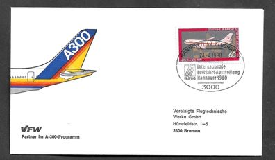 Flugpost BRD Internationale Luftfahrt Ausstellung Hannover 1980 A 300