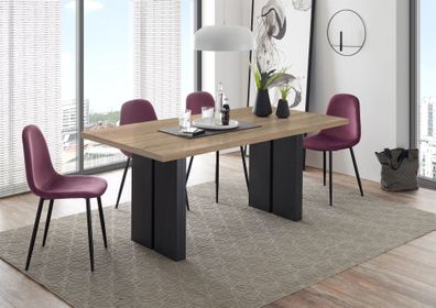 Esszimmertisch Effi 1 140 x 90 x 75 Schwarzstahl/ Sägerau 13464