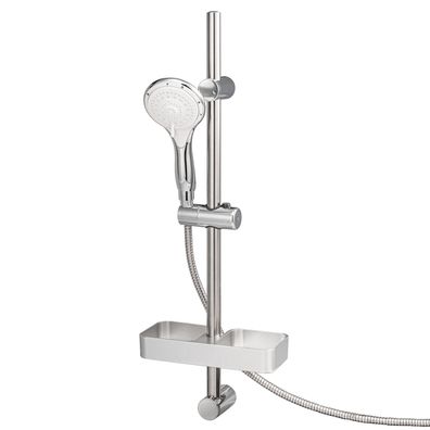 bremermann Brausestangen Set, Duschablage, Duschstange, Duschkorb, chrom/ weiß