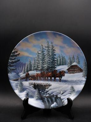 Bradex Sammelteller "Der Holzfäller" Pferdegespann im Schnee / Ottlinger Porz #Y