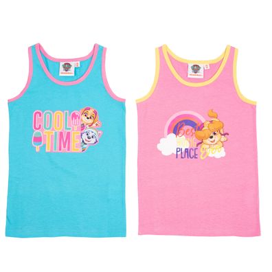 Paw Patrol Unterhemd für Mädchen Kinder Tank Top Hemdchen Rosa/ Blau (2er Pack)