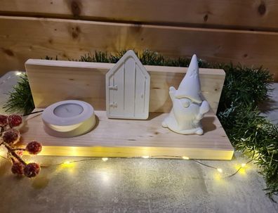 Geschenk SET Zwerg Wichtel + Tür + Teelicht Weihnachten Deko Geschenk Handgemacht