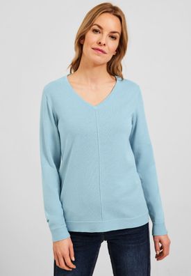 CECIL - Pullover mit V-Ausschnitt in Faded Blue