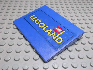 Lego 1 Schrägstein Rampe 10 Grad blau beklebt Legoland 6x8 4515pb019 Set 3432