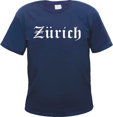 Zürich Herren T-Shirt - Altdeutsch - Blaues Tee Shirt