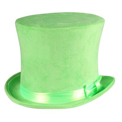 neon grüner Zylinder Hut Flair samtiger Zylinderhut Chapeau Karneval Fasching