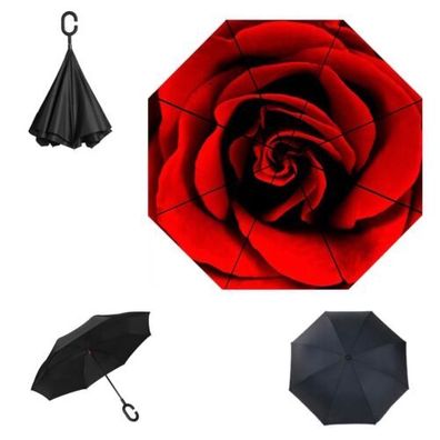 Regenschirm umgedreht Inverted Stockschirm Rose Selbst Stehend + Hülle
