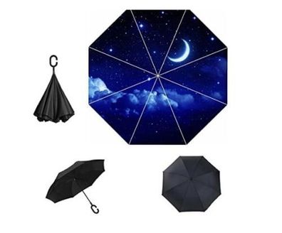 Regenschirm umgedreht Inverdet Mond Nachthimmel Umbrella upside Down mit Hülle