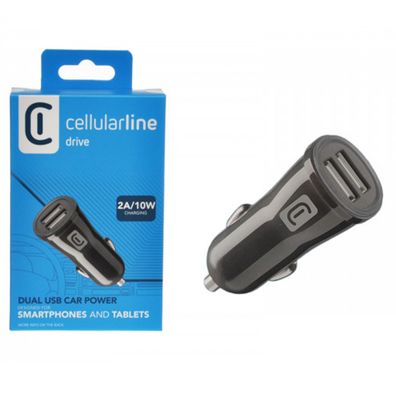 Cellularline 10W 2A KFZ Ladegerät Doppel USB Fast Charge Duales Laden Universal