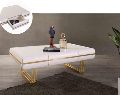 Couchtisch Tisch Beistelltisch Wohnzimmer Beistelltisch Moderne Tische weiß gold