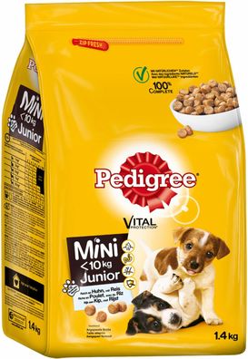 Pedigree Junior Mini Hundefutter Trockenfutter mit Huhn Reis 1,4kg