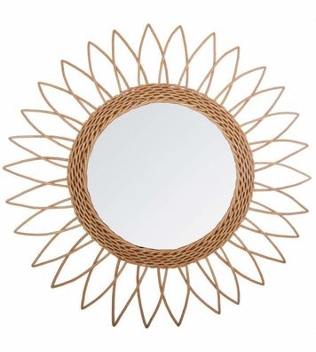 Wandspiegel SONNE, Ø 50 cm, Rattan, braun