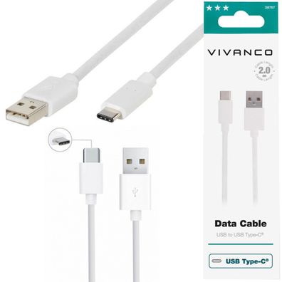 Vivanco 2m Typ-C Schnellladekabel Fast Charge Type-C Kabel USB-C Datenkabel Top