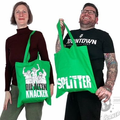 Splitter Verlag Stofftasche – Die alten Knacker Jute Beutel Trage Tasche grün