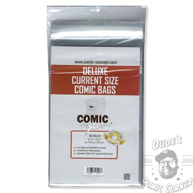 Comic Concept Deluxe Current Size Comic Bags Schutzhüllen NEU 100 Stück OVP