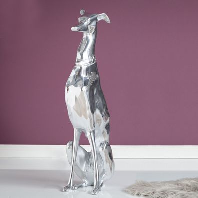 cagü: Deko Skulptur Windhund (GALGO] Español Silber aus Poliertem Aluminium 70cm Höhe