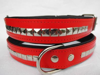 LEDER Halsband , Hundehalsband, Halsumfang 54-64cm, NEU, Leder, Rot (PL.21/01/ x)