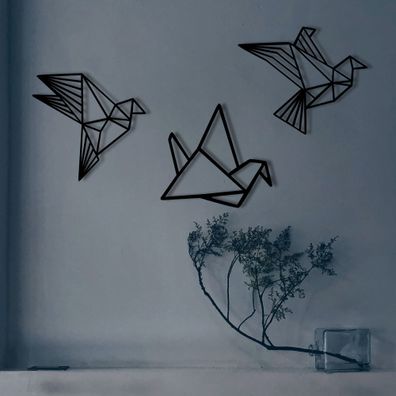 Wallity, Origami- ENZ1265, Schwarz, Sonstige Wohndekorationen, 100 x 31 cm,