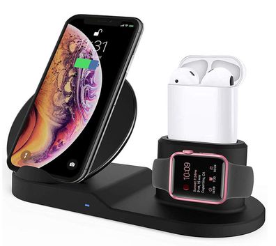 3 in 1 Stand Ladestation für Apple Watch Air Pods iPhone Induktive Qi Ladegerät
