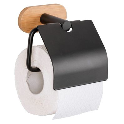 Toilettenpapierhalter mit Klappe OREA, Turbo-Loc, schwarz, WENKO