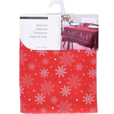 Weihnachts-Tischdecke Sterne rot 180 x 130 cm - Home Styling Collection