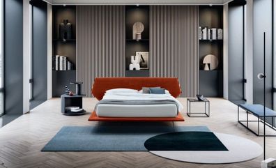 Doppelbett Betten Design Polster Schlafzimmer 200x200cm Modern Holz Bett Italien