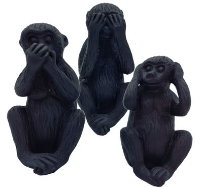 Weise Affen Tisch Deko 3er Set - 12 cm - Tier Figur Nichts hören sehen sagen