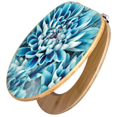 banjado® WC-Sitz Bambus braun mit Motiv Motiv Blaue Blüten