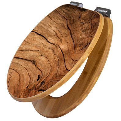 banjado® WC-Sitz Bambus braun mit Absenkautomatik Motiv Trockenes Holz