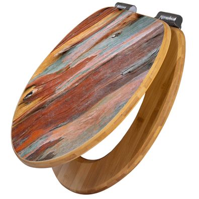 banjado® WC-Sitz Bambus braun mit Absenkautomatik Motiv Coloured Wood