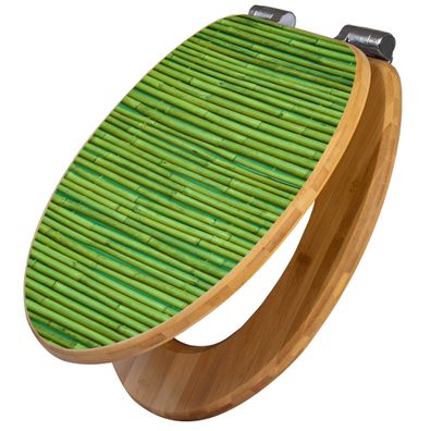 banjado® WC-Sitz Bambus braun mit Absenkautomatik Motiv Bambus Grün