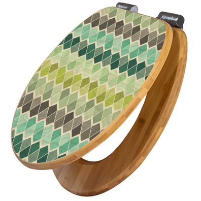 banjado® WC-Sitz Bambus braun mit Absenkautomatik Motiv Vier Farben Grün