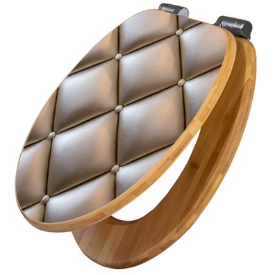 banjado® WC-Sitz Bambus braun mit Absenkautomatik Motiv Polster Bronze