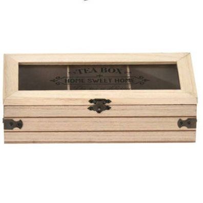 Teebox mit Aufschrift SWEET HOME, Holz, 24 x 9 x 9 cm