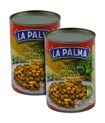 Food-United gekochte braune Tellerlinsen Dose 2x 420ml ATG 240g Linsen La Palma