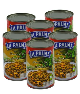 Food-United gekochte braune Tellerlinsen Dose 6x 420ml ATG 240g Linsen La Palma