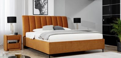 Bett Orange Schlafzimmer Polster Möbel Textil Design Hotel Moderner Stil Betten