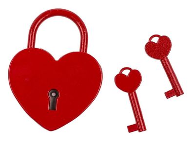 Liebesschloss Herz mit 2 Schlüsseln aus Metall