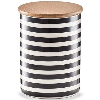 ZELLER, Keramikbehälter mit Bambusdeckel, 900 ml, Stripes