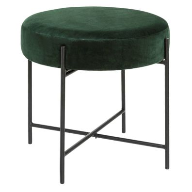 Sitzhocker aus Velours ARTY, Ø 47 cm, grün