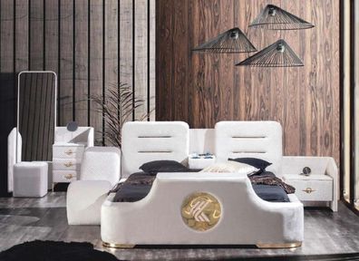 Doppelbett Betten Modern Luxus Hocker Multifunktion Bett Design Polster